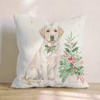 Poinsettia Bandana Labrador Retriever Throw Pillow - Hillcroft Home