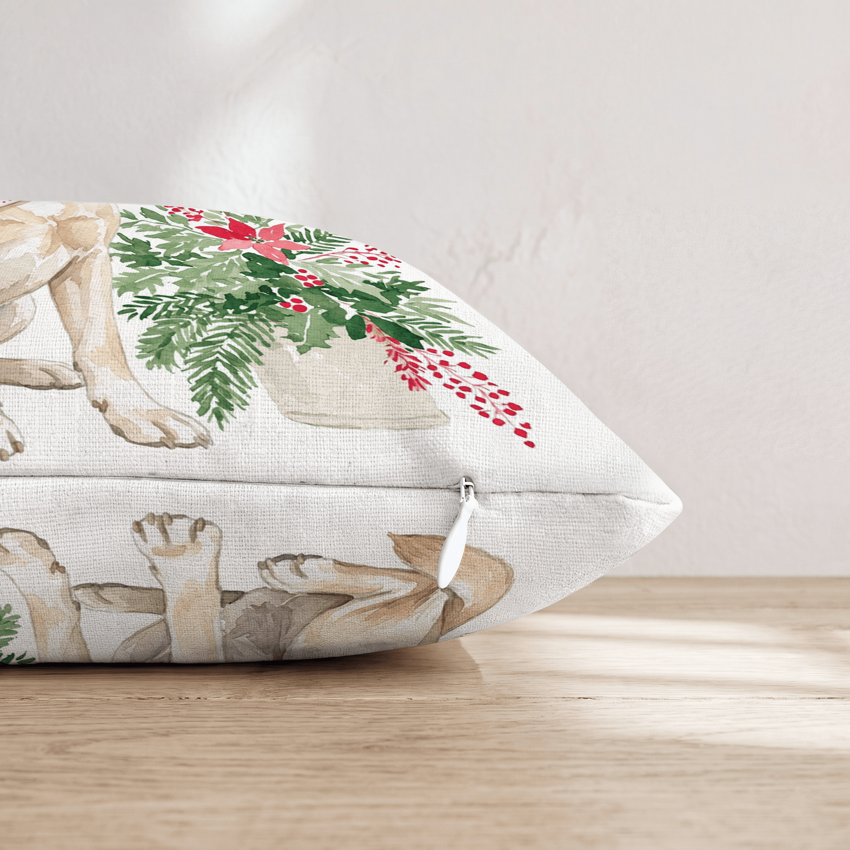 Poinsettia Bandana Labrador Retriever Throw Pillow - Hillcroft Home
