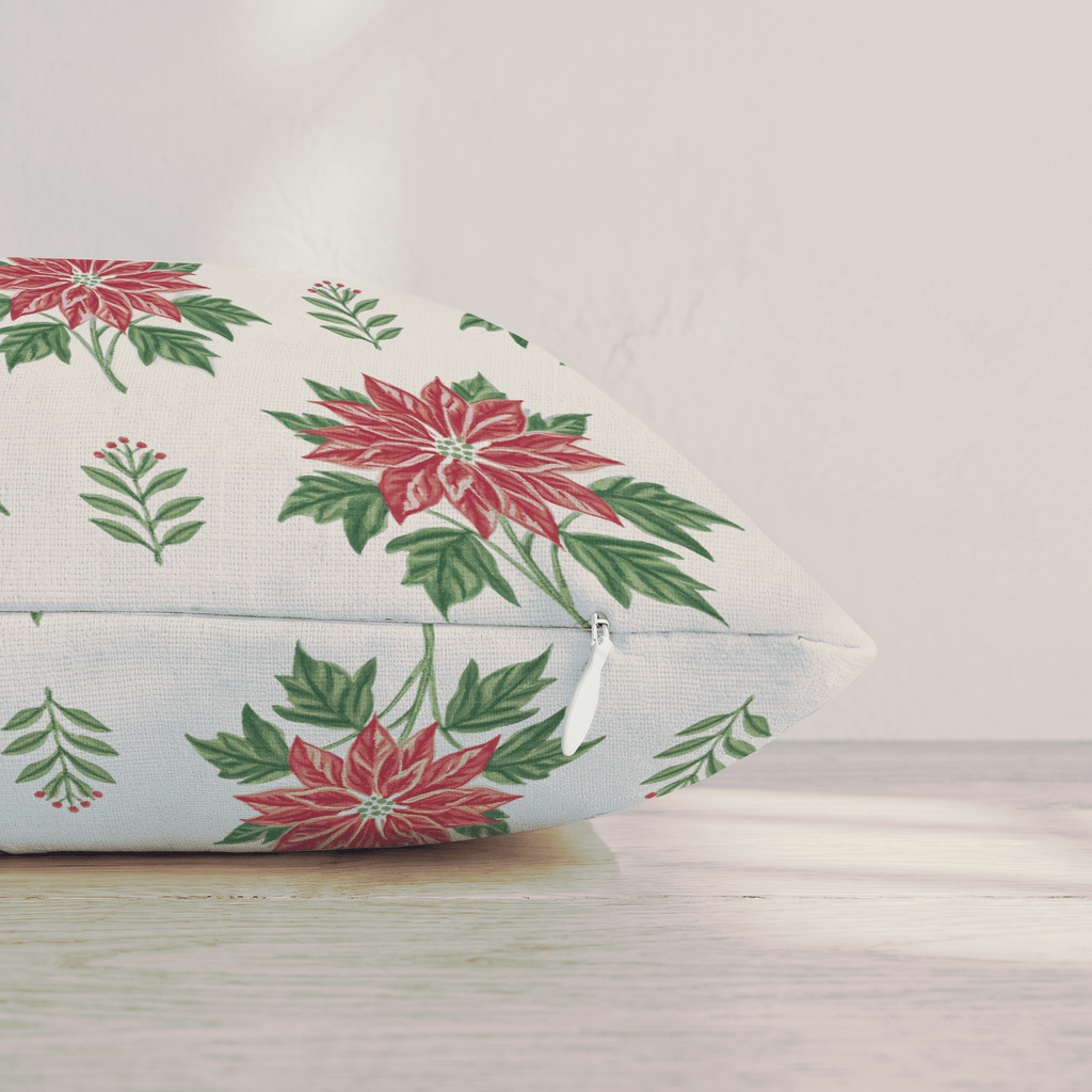 Poinsettia Court Throw Pillow throw pillow - Hillcroft Home