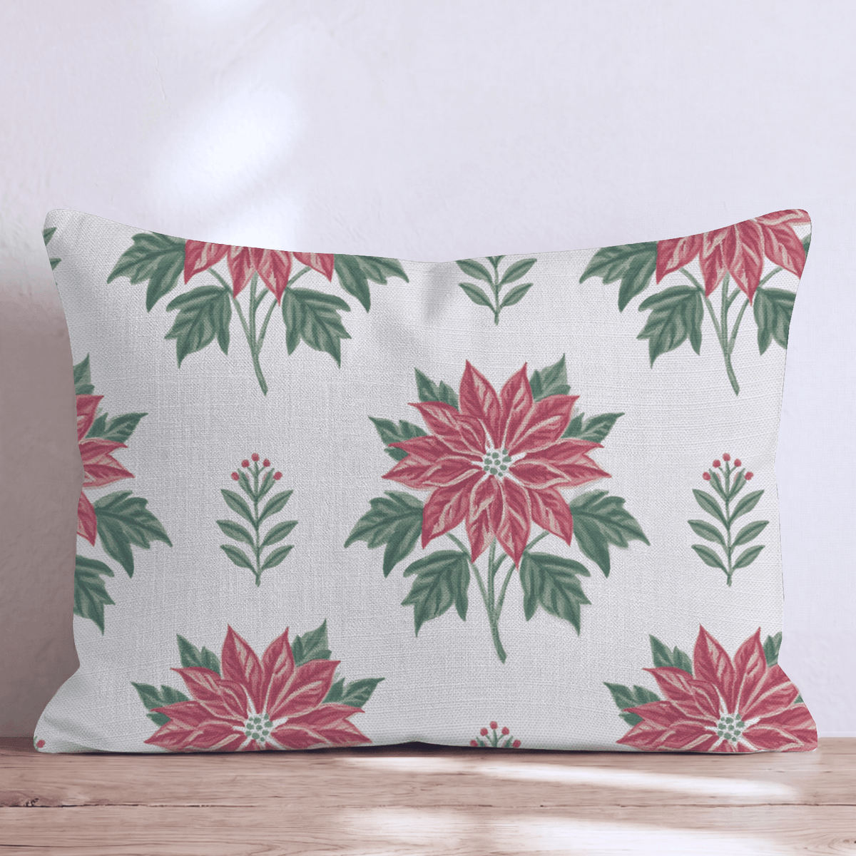 Poinsettia Court Throw Pillow throw pillow - Hillcroft Home
