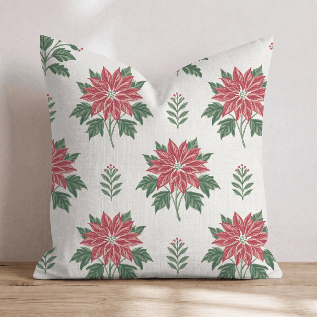 Poinsettia Court Throw Pillow throw pillow - Hillcroft Home