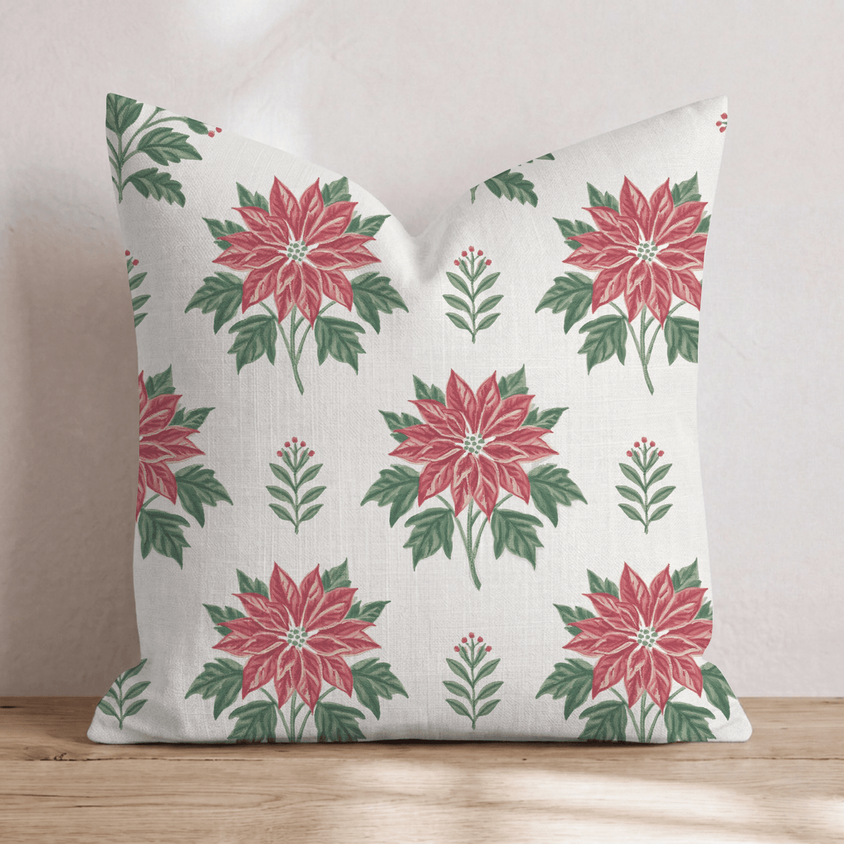 Poinsettia Court Throw Pillow throw pillow - Hillcroft Home