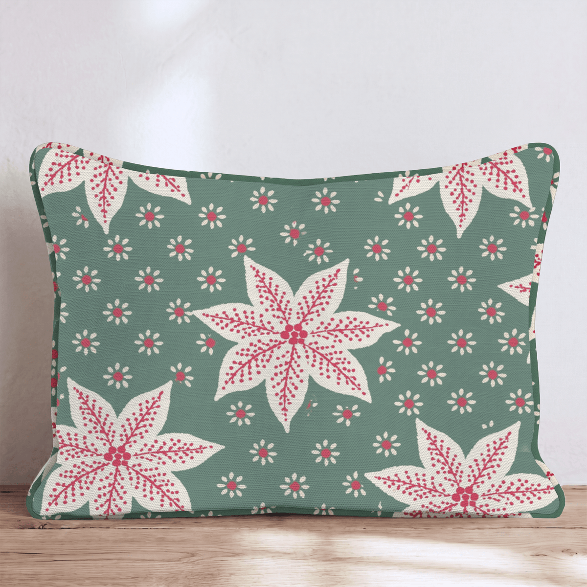 Poinsettia Keepsakes Throw Pillow throw pillow - Hillcroft Home