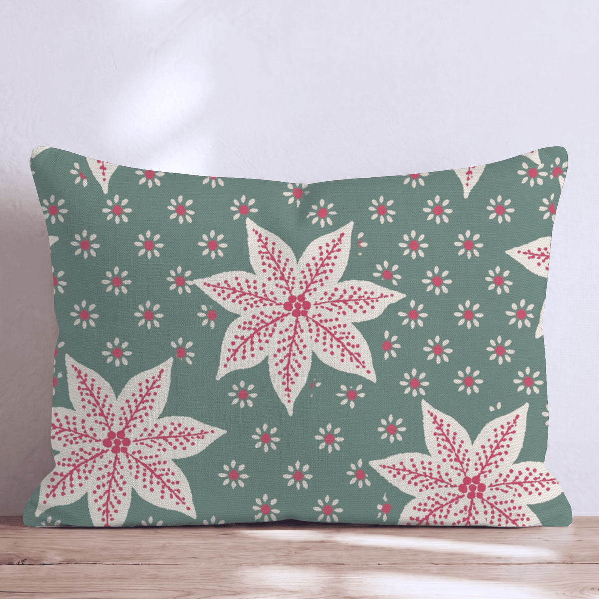 Poinsettia Keepsakes Throw Pillow throw pillow - Hillcroft Home