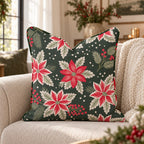 Poinsettia Wishes Throw Pillow throw pillow - Hillcroft Home