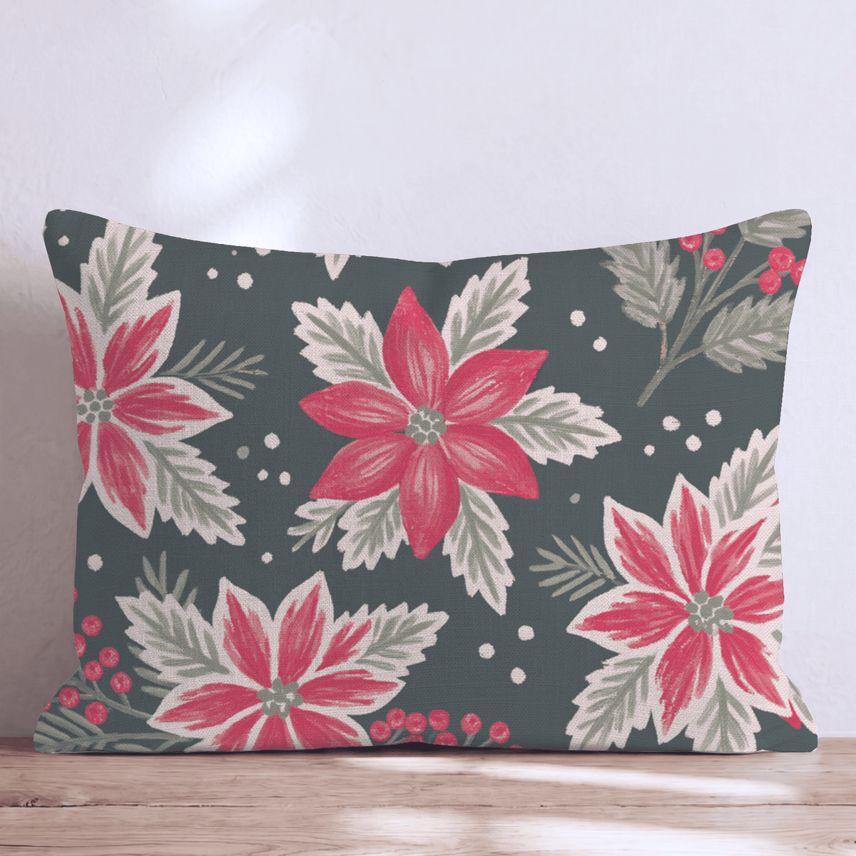 Poinsettia Wishes Throw Pillow throw pillow - Hillcroft Home