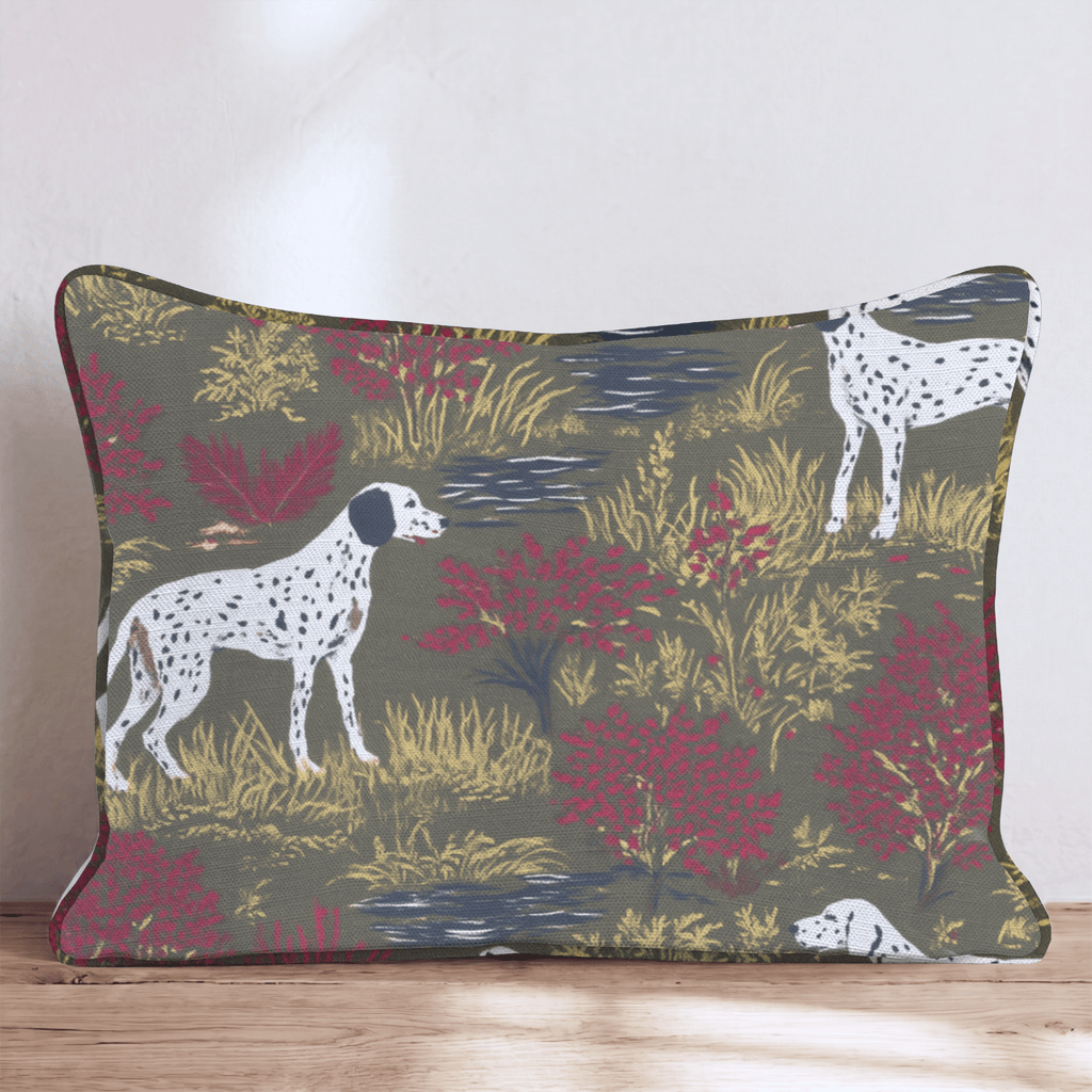 Pointer Dogs Olive Field Throw Pillow - Hillcroft Home