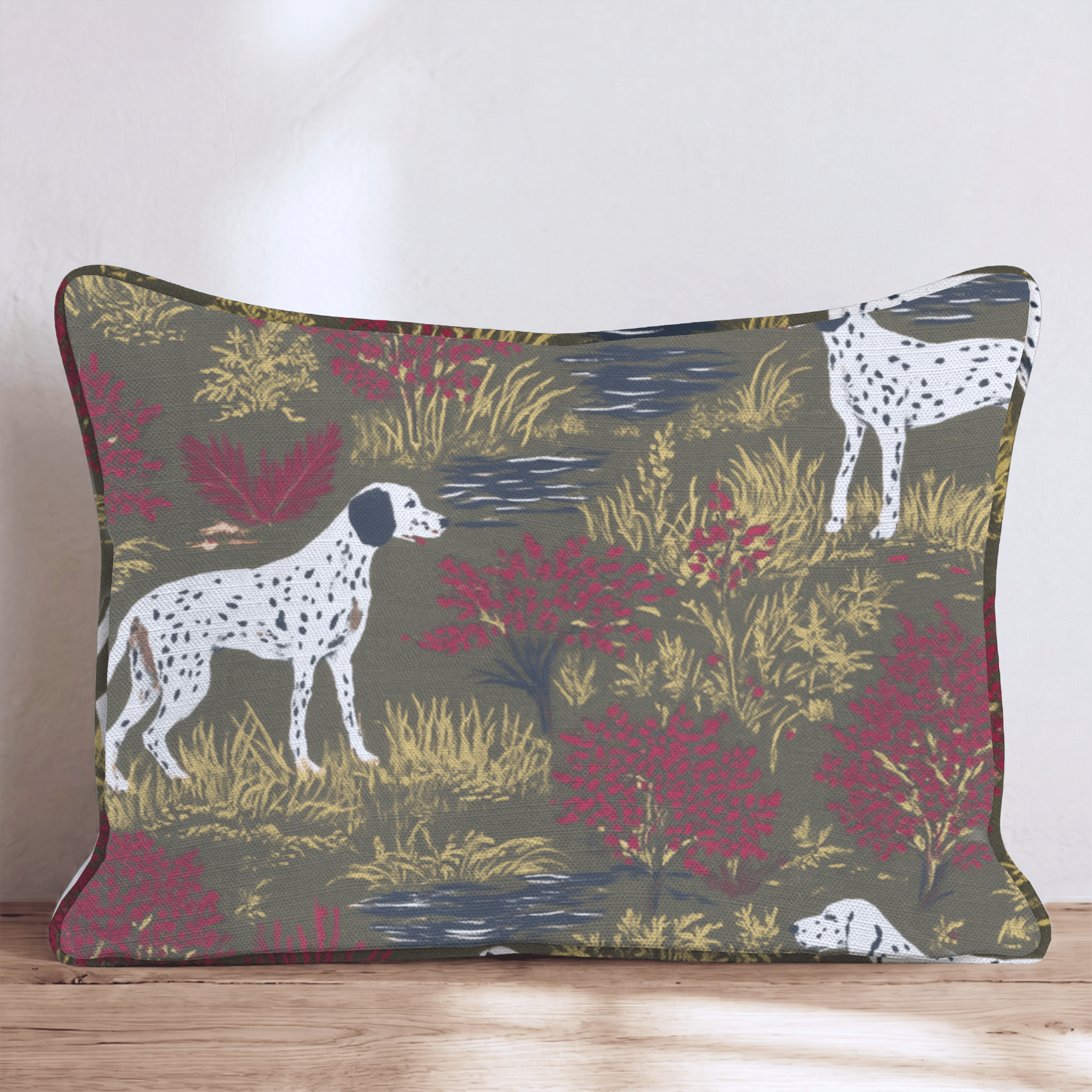 Pointer Dogs Olive Field Throw Pillow - Hillcroft Home