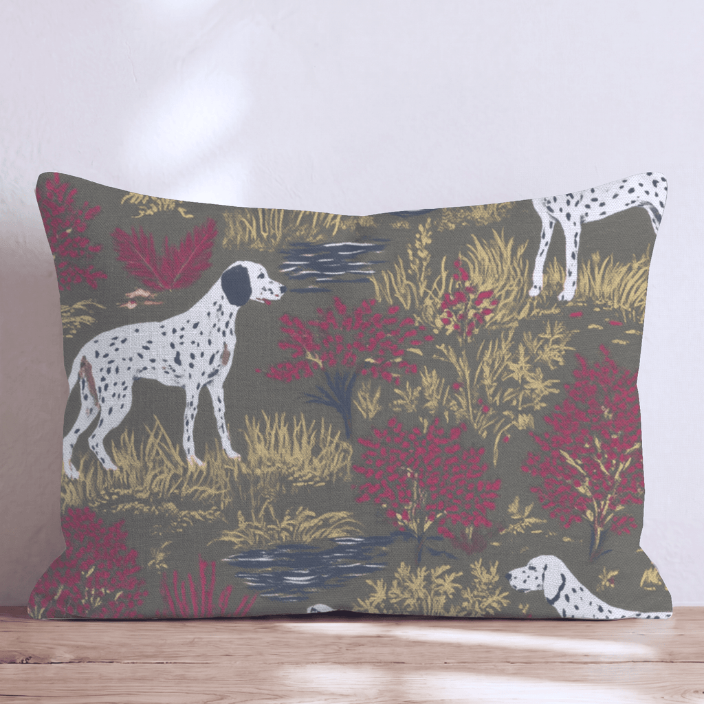 Pointer Dogs Olive Field Throw Pillow - Hillcroft Home