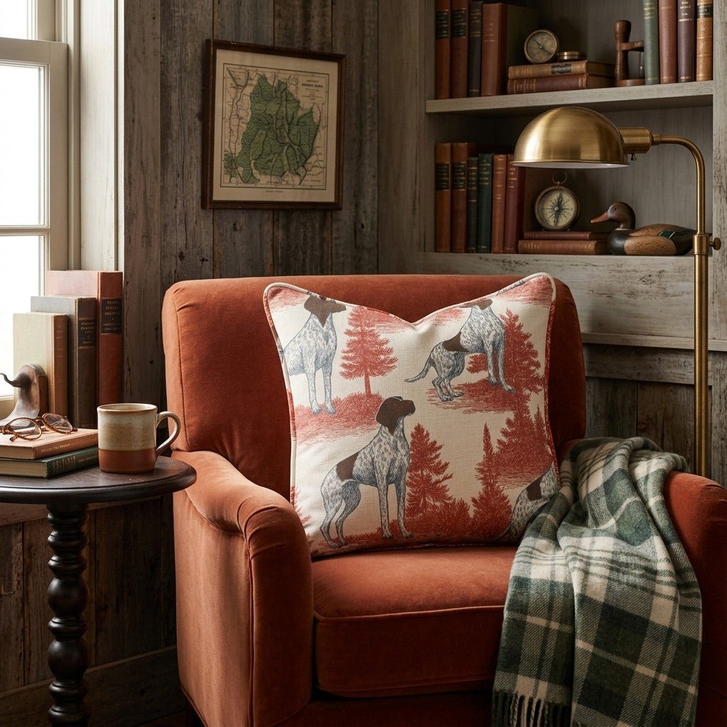 Pointer in the Pines Throw Pillow - Hillcroft Home