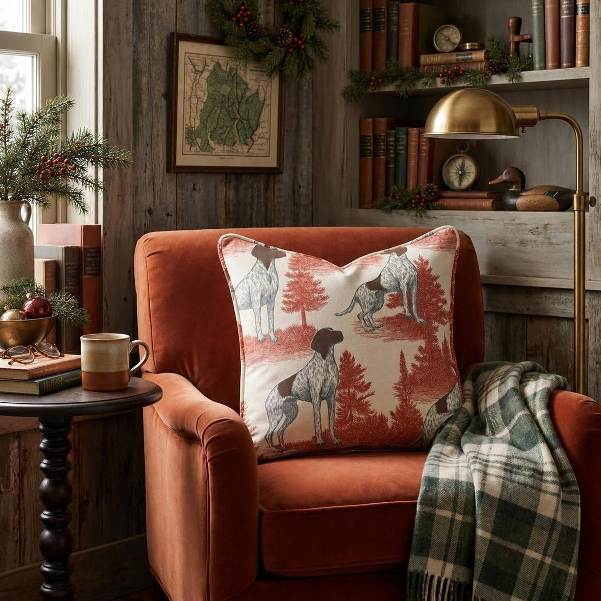 Pointer in the Pines Throw Pillow throw pillow - Hillcroft Home