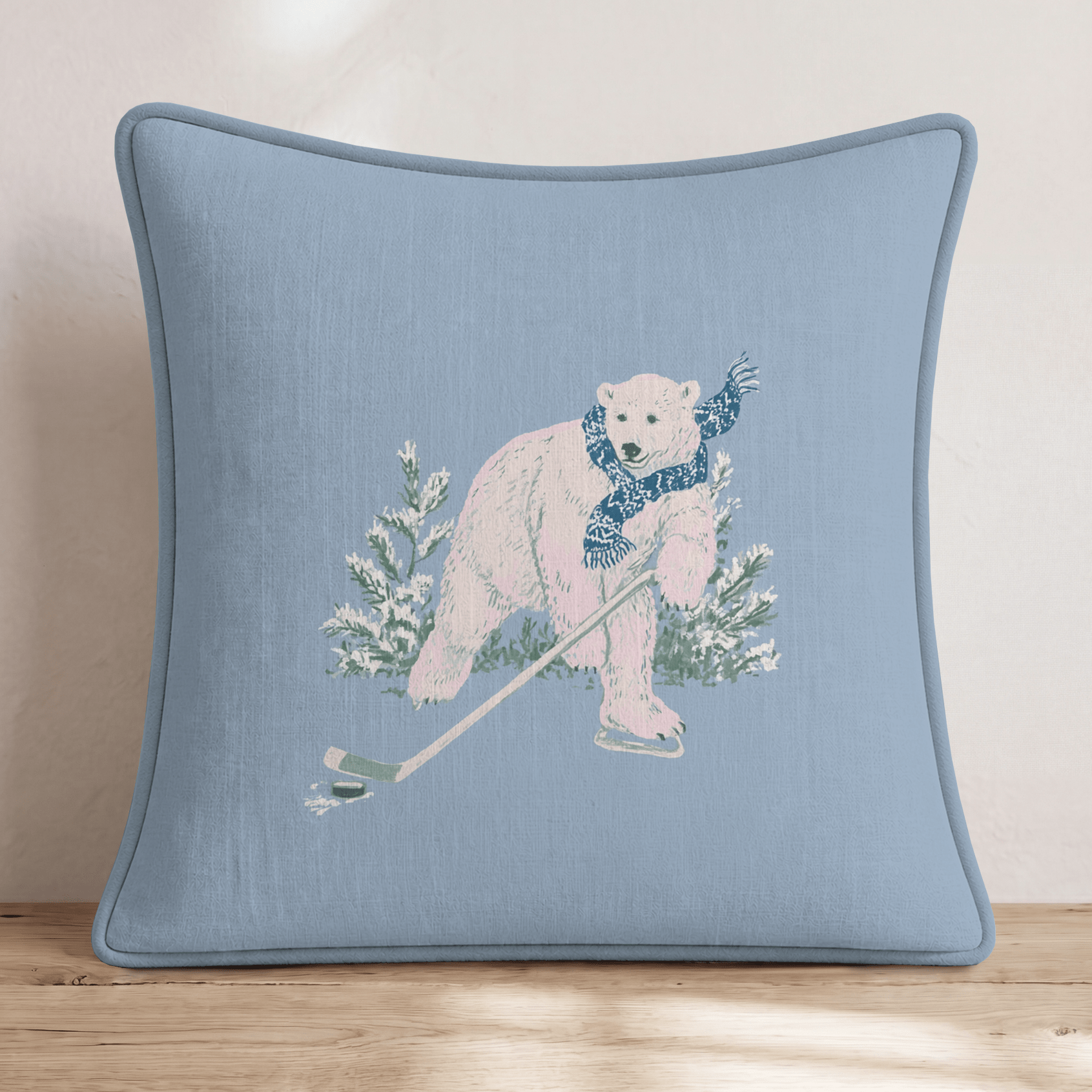 Polar Bear On Ice Throw Pillow - Hillcroft Home