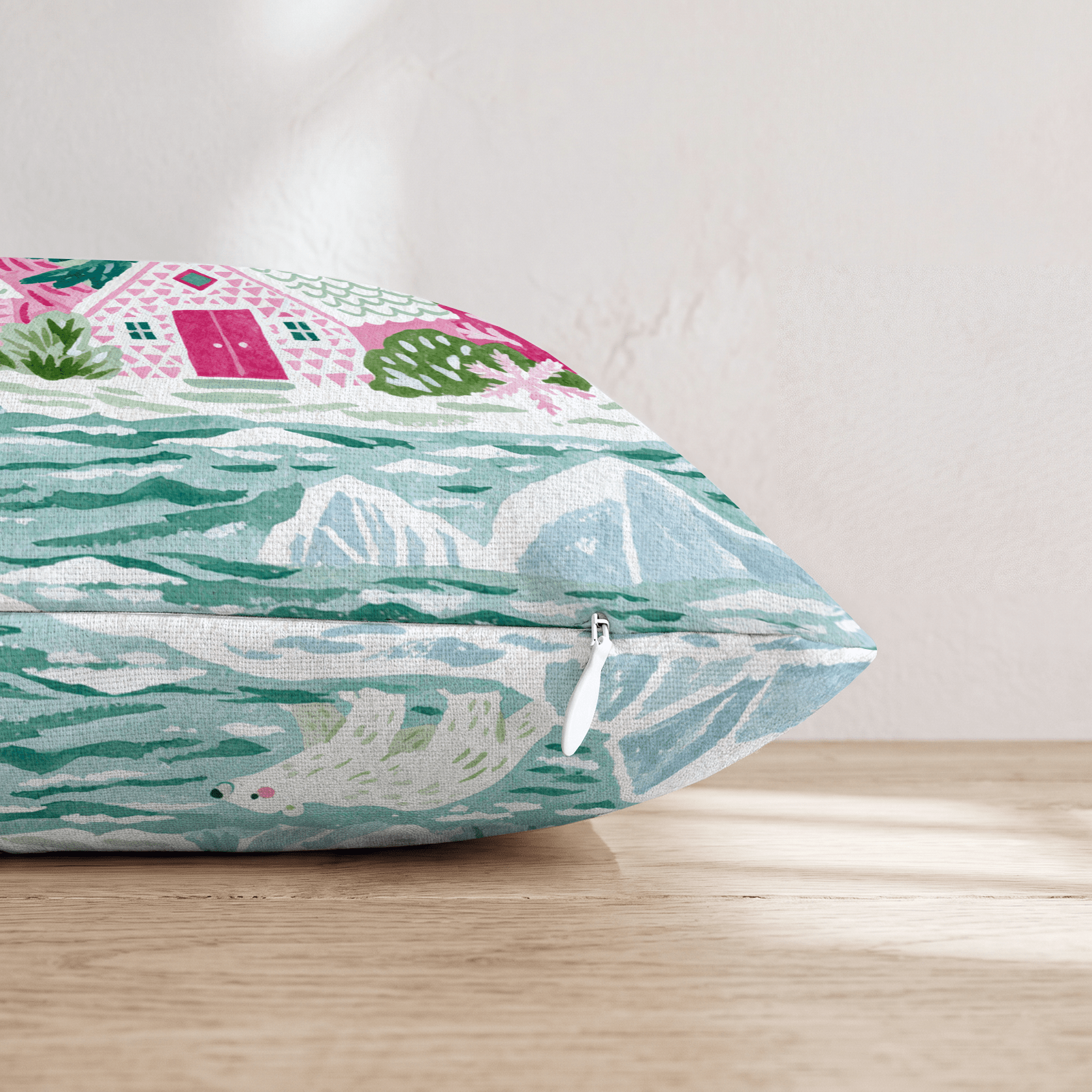 Polar Bear Pink Mountains Throw Pillow - Hillcroft Home