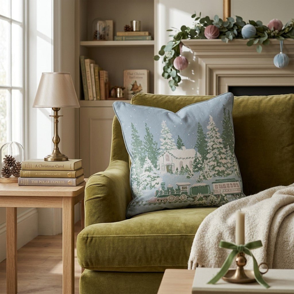 Polar Train Night Throw Pillow - Hillcroft Home