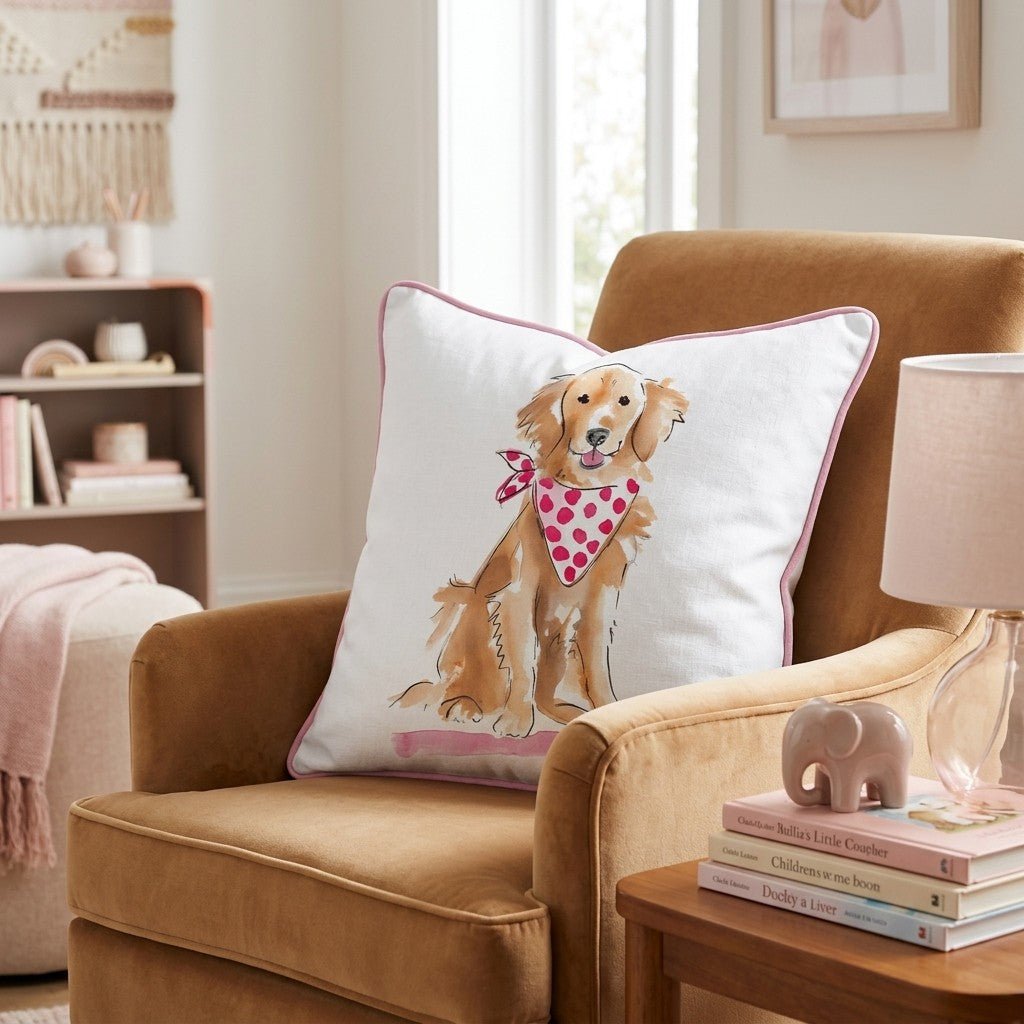 Polka Dot Bandana Golden Throw Pillow - Hillcroft Home
