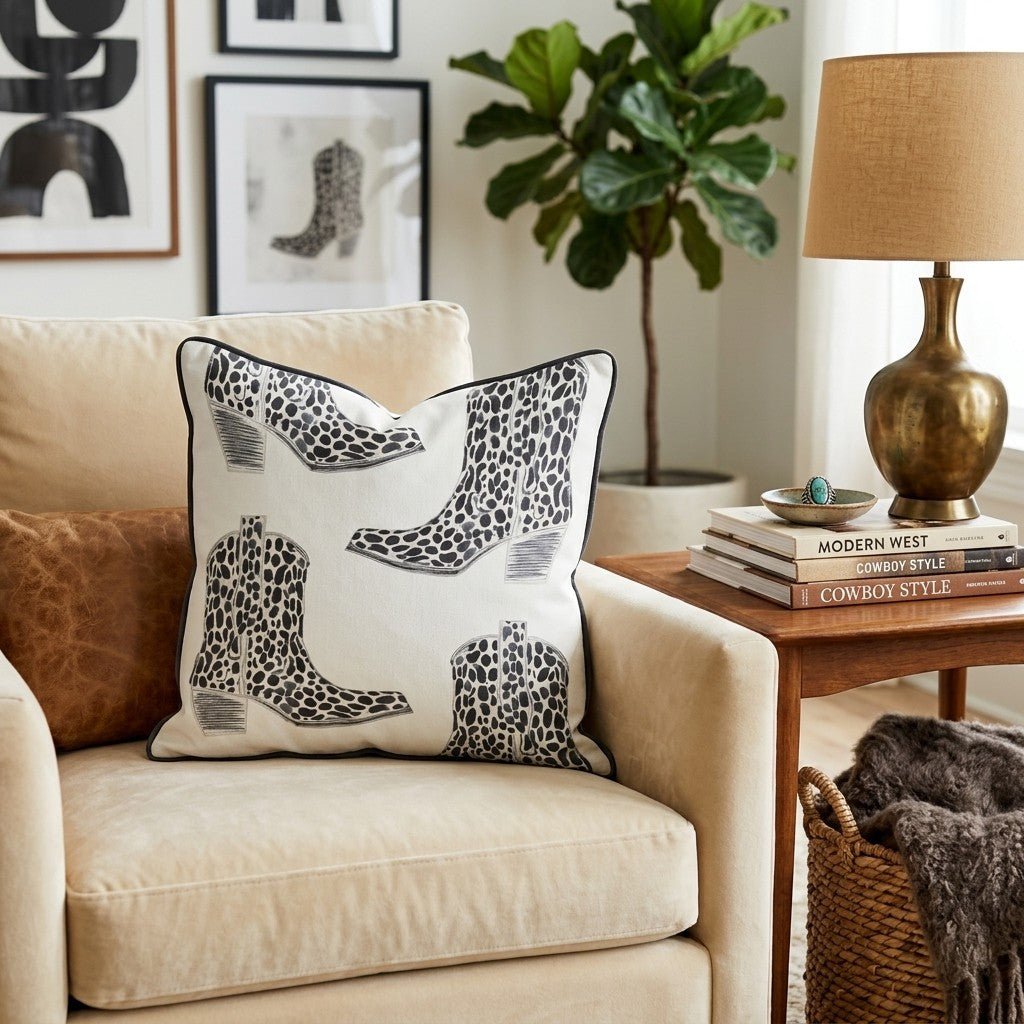 Polka Dot Boots Throw Pillow - Hillcroft Home