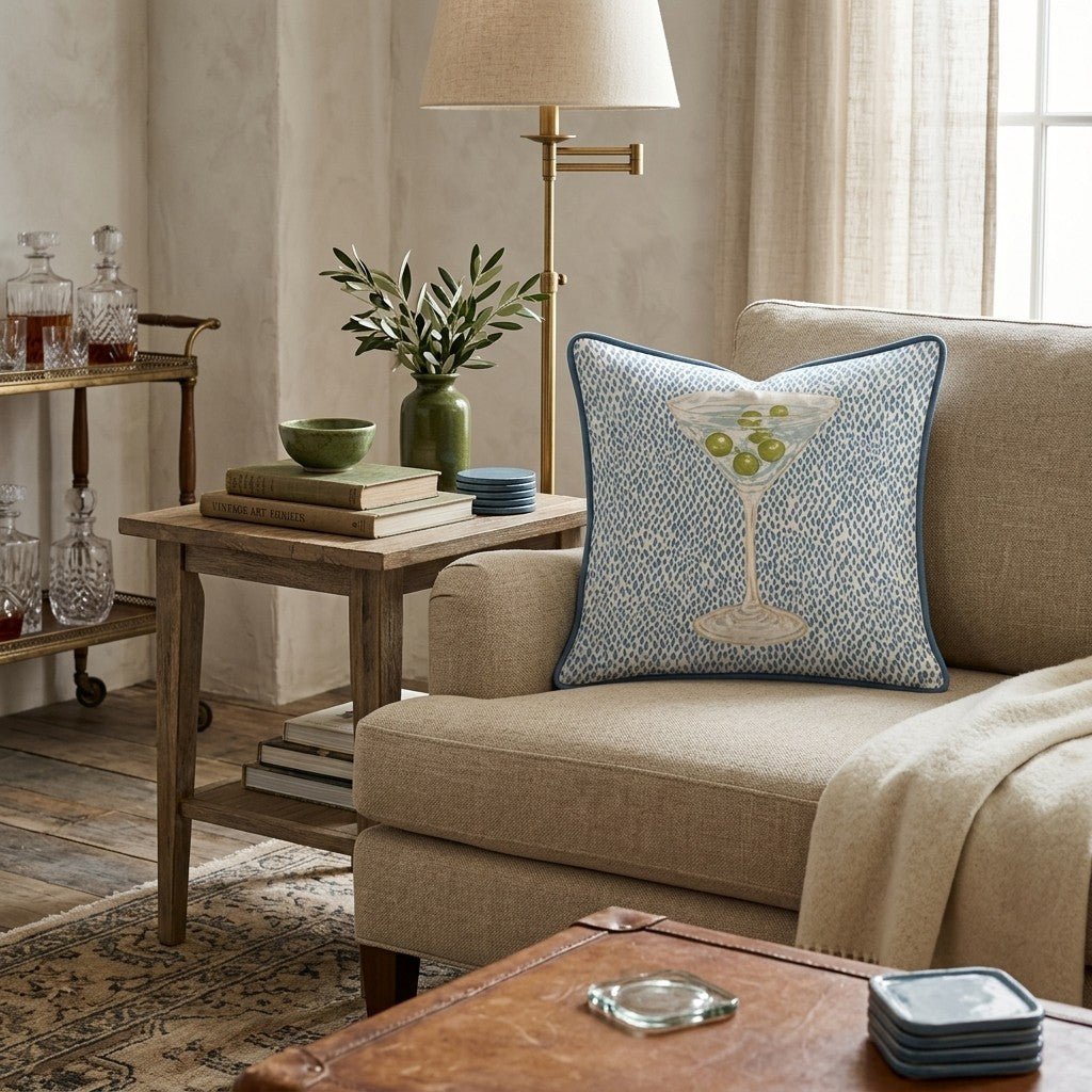 Polka Dot Martini Throw Pillow - Hillcroft Home
