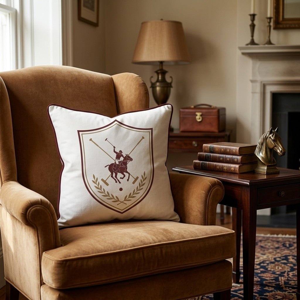 Polo Crest Throw Pillow - Hillcroft Home