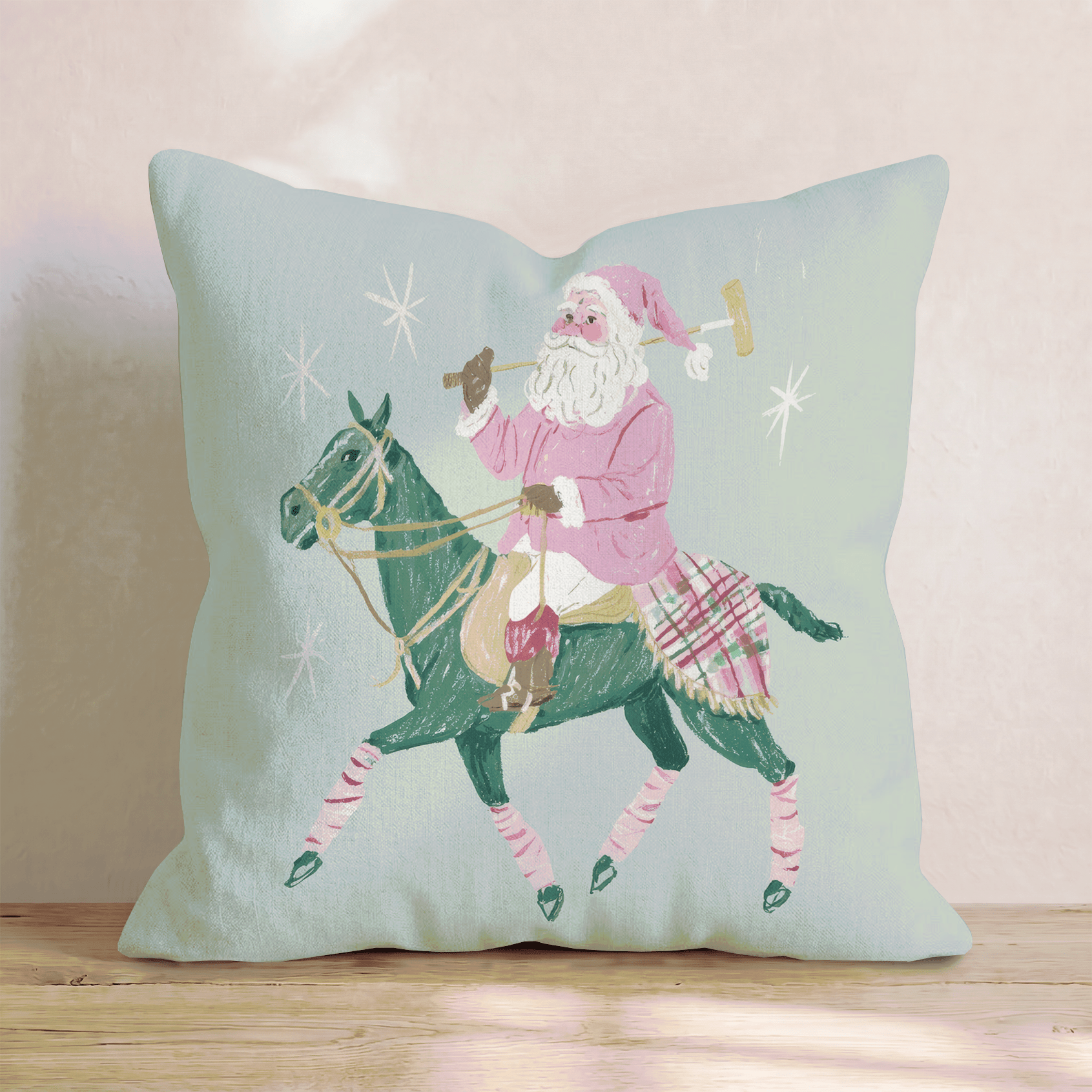 Polo Match Santa Throw Pillow - Hillcroft Home