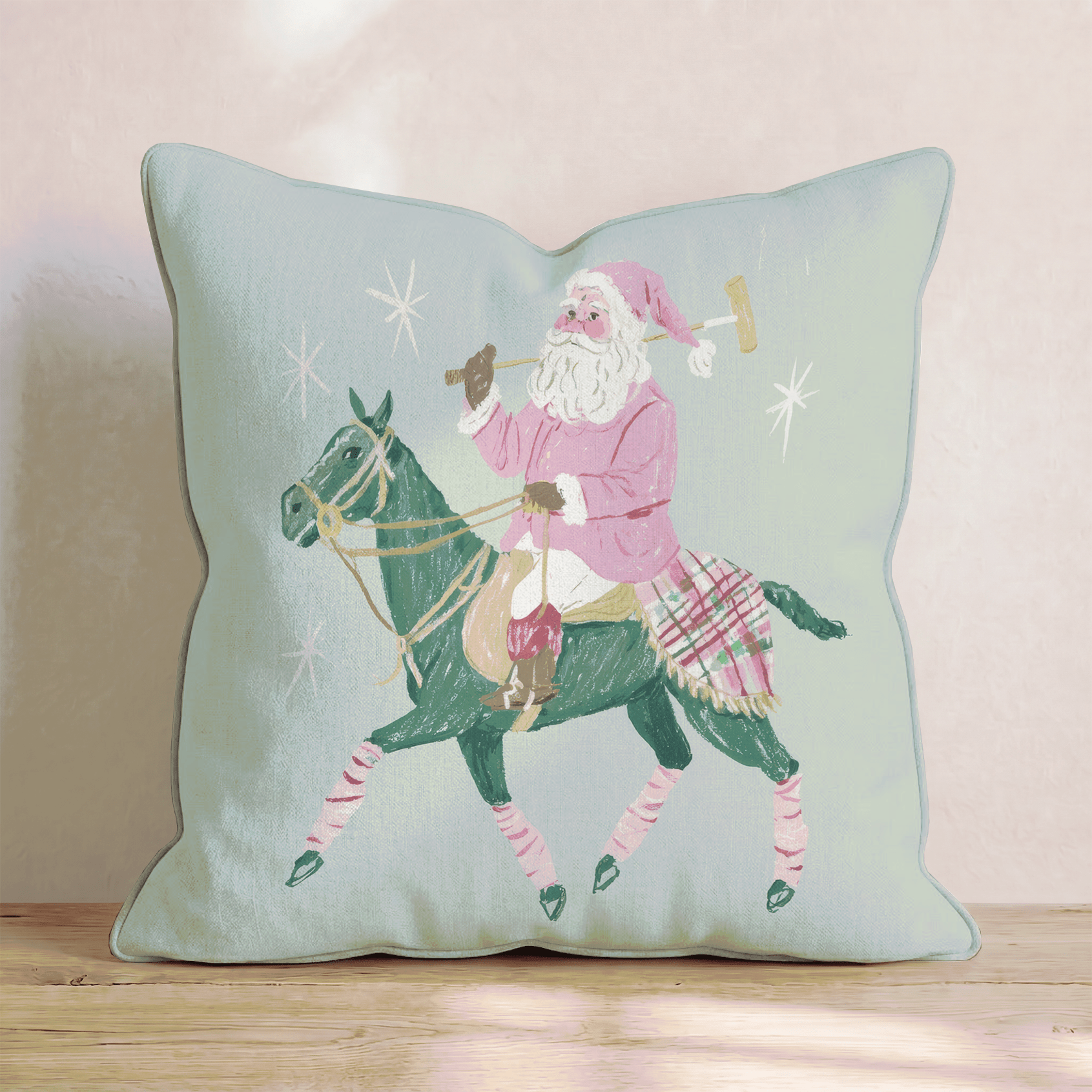 Polo Match Santa Throw Pillow - Hillcroft Home