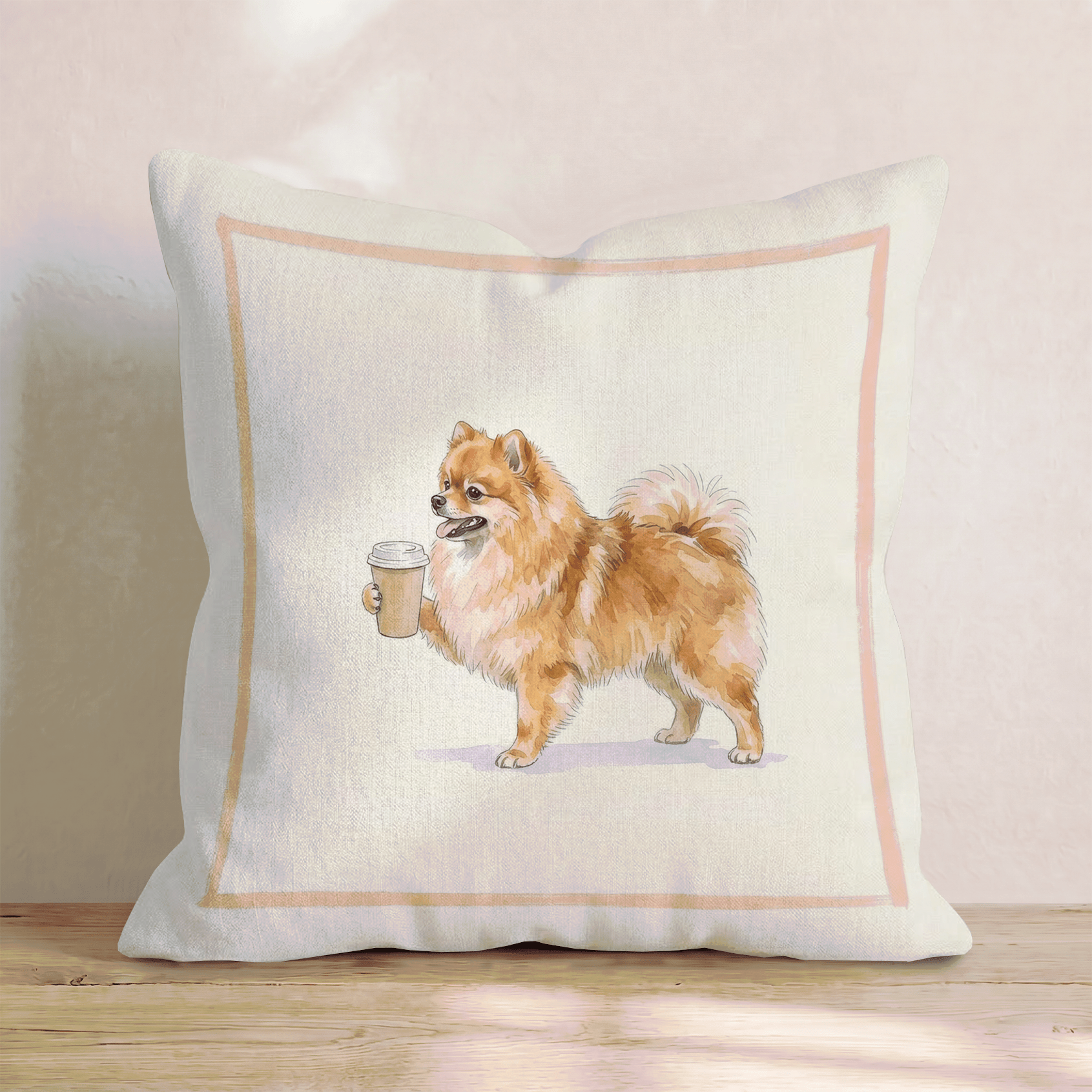 Pomeranian Coffee Throw Pillow - Hillcroft Home