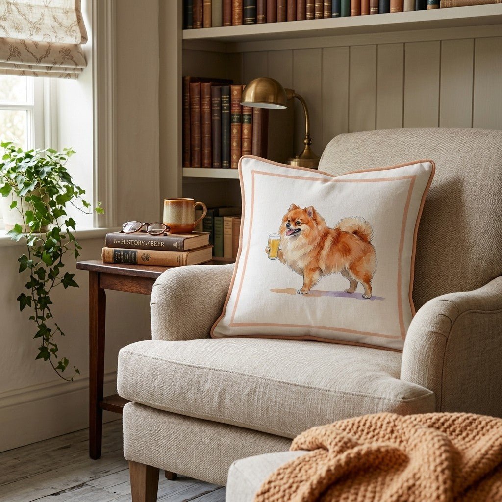 Pomeranian Lager Throw Pillow - Hillcroft Home