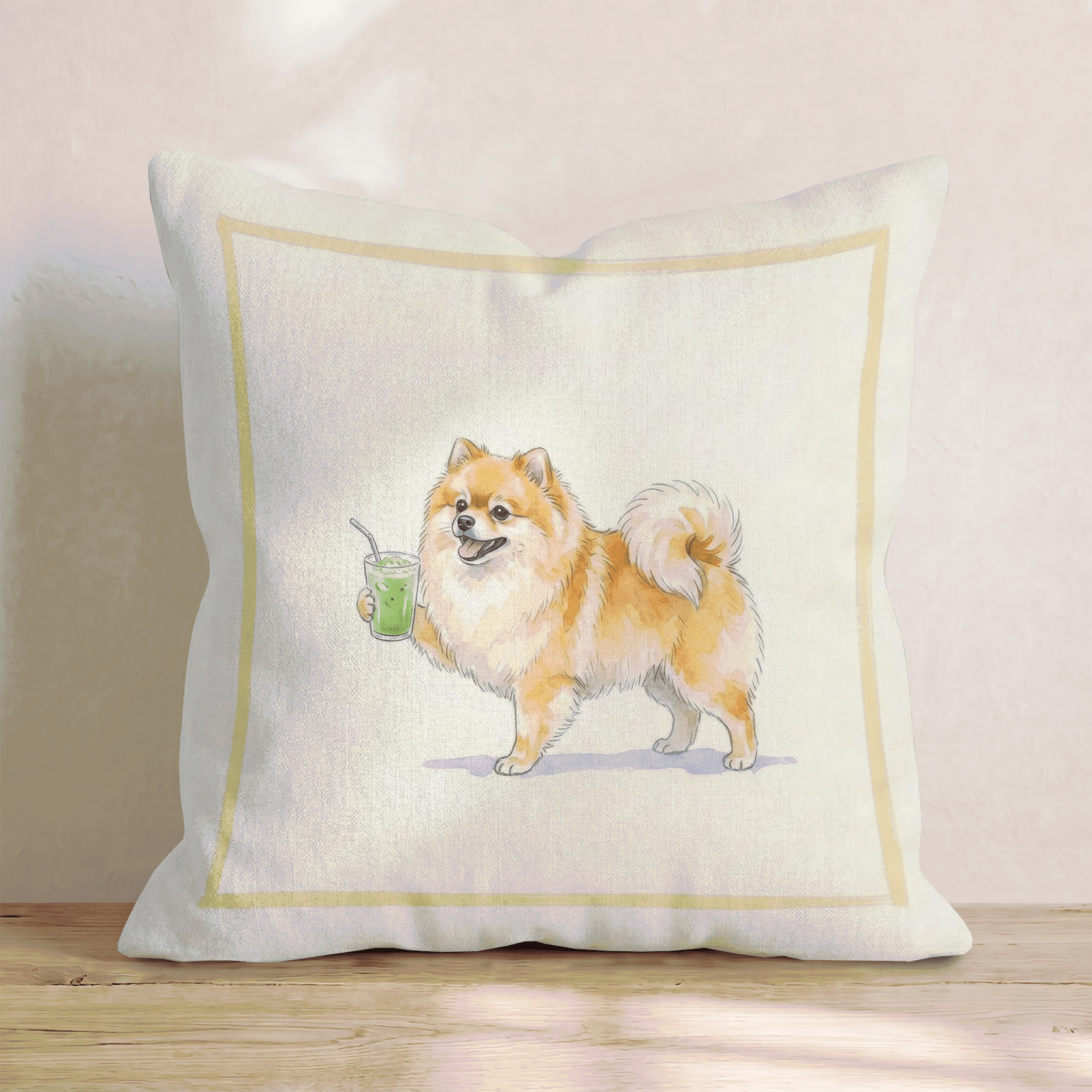 Pomeranian Matcha Throw Pillow - Hillcroft Home
