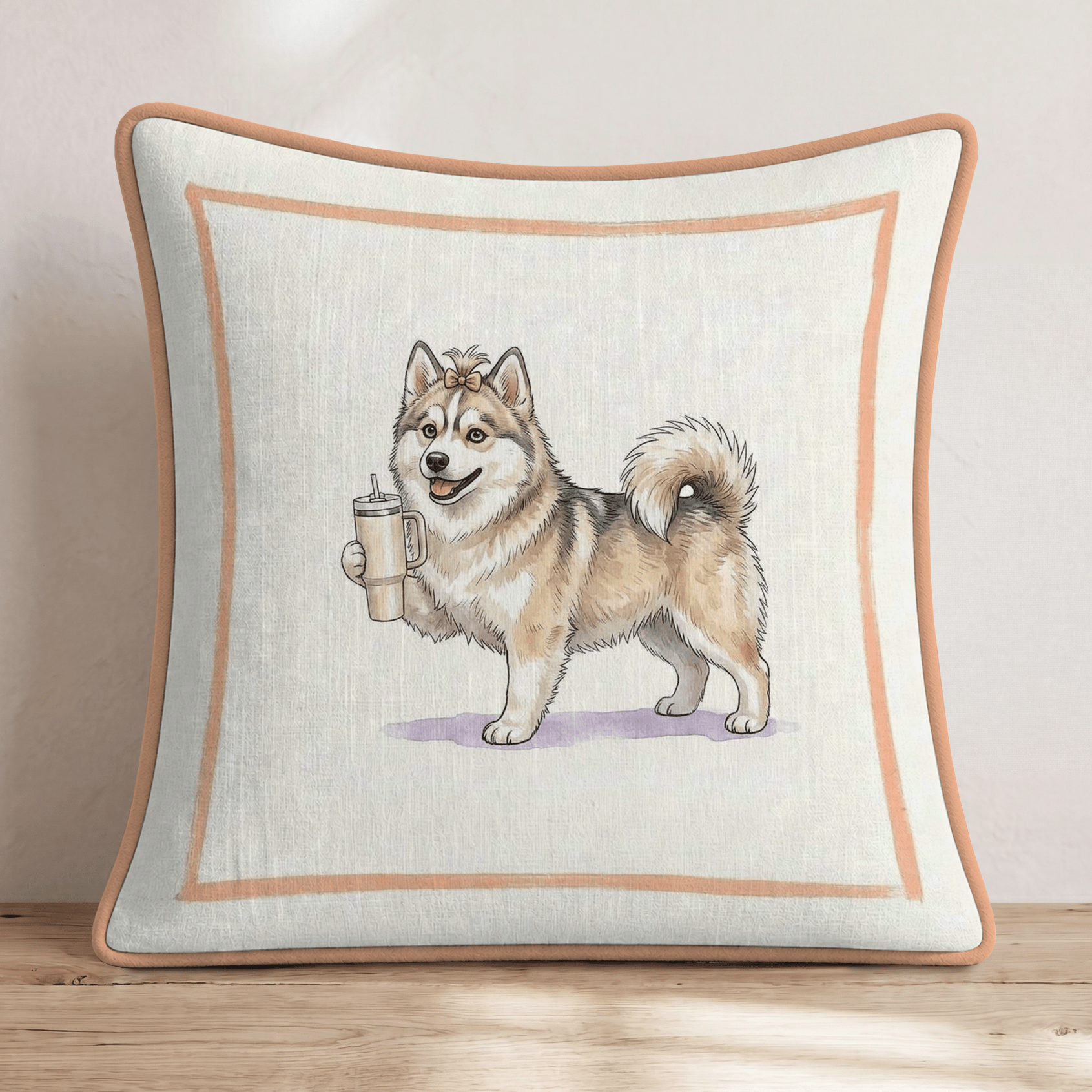 Pomsky Tumbler Throw Pillow - Hillcroft Home