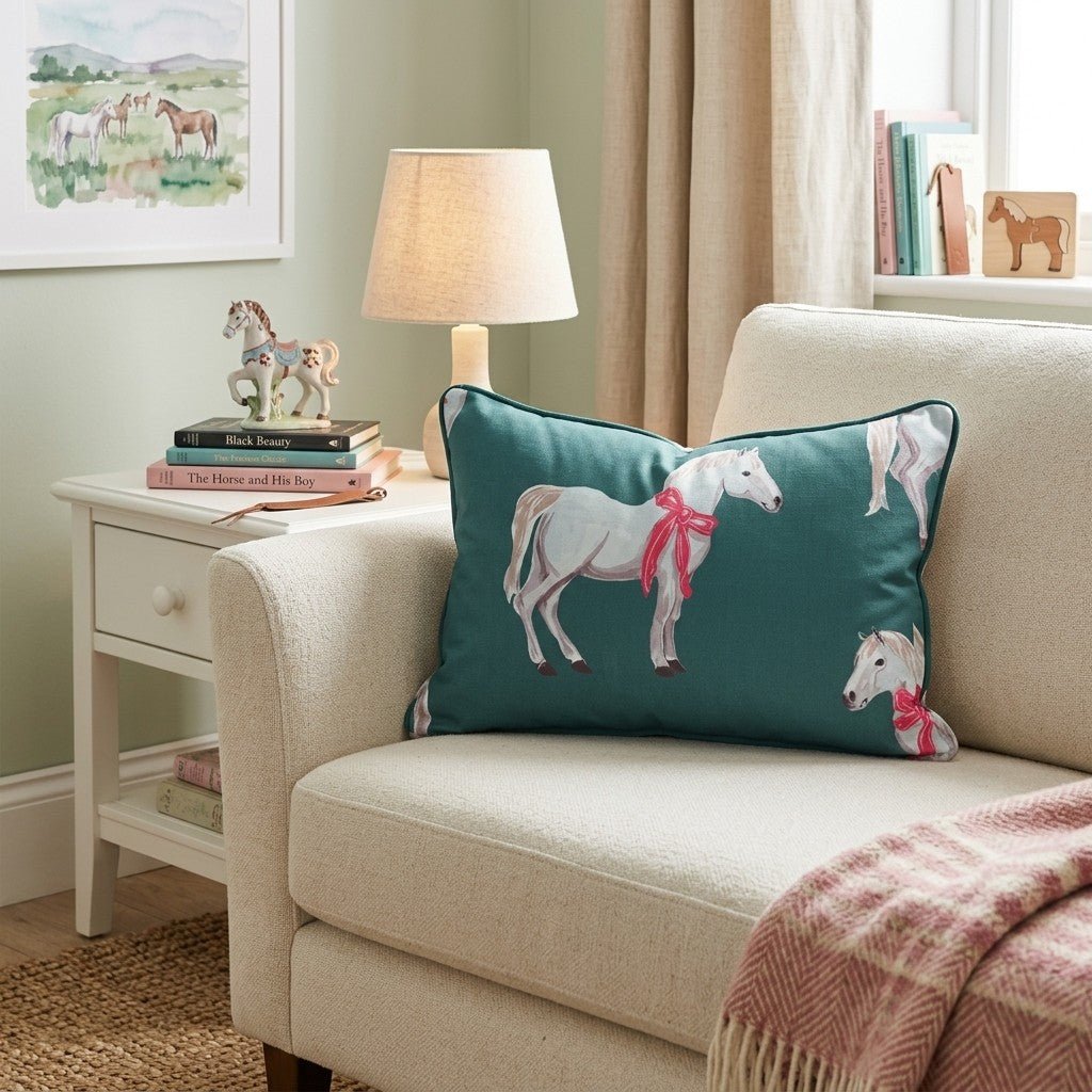 Pony Holiday Bow Throw Pillow - Hillcroft Home