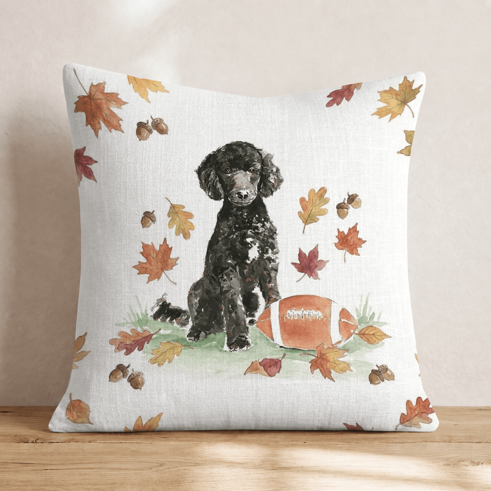 Poodle Backyard Football Throw Pillow - Hillcroft Home