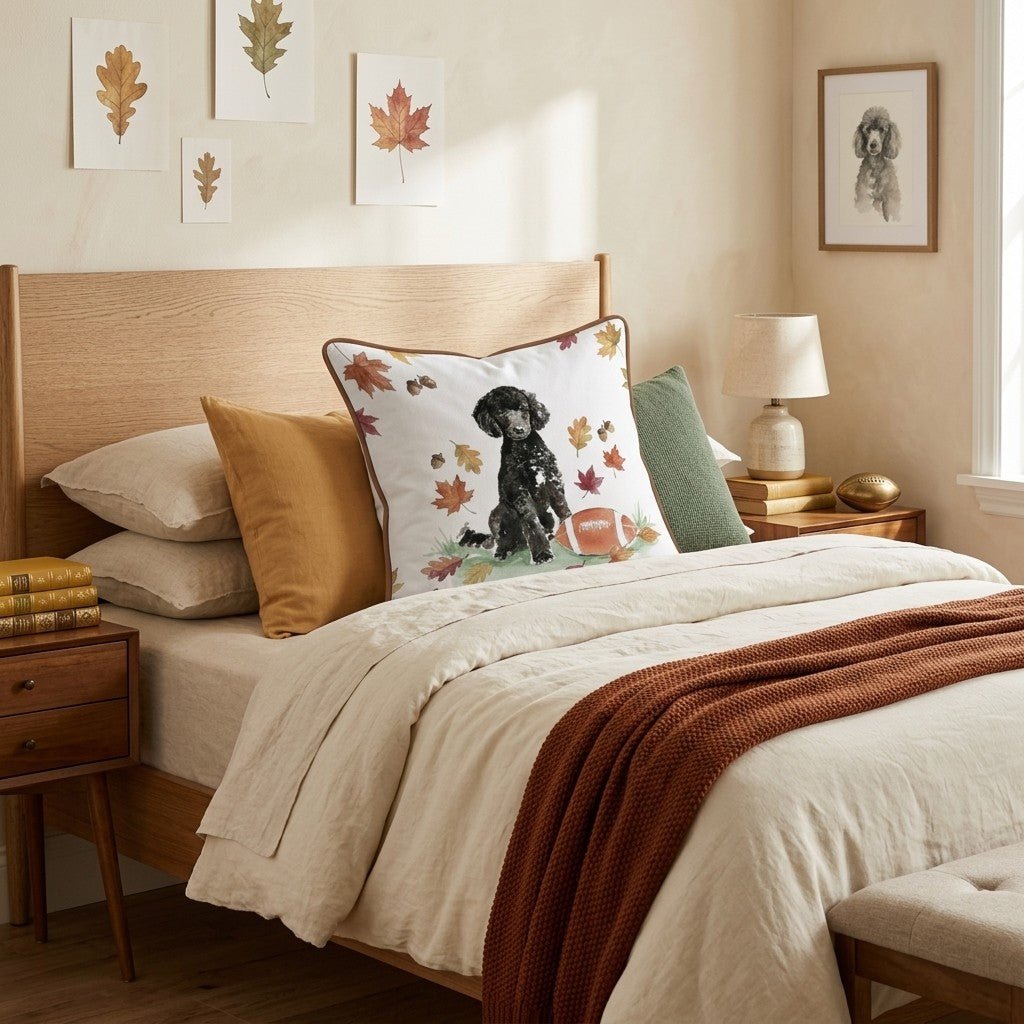 Poodle Backyard Football Throw Pillow - Hillcroft Home