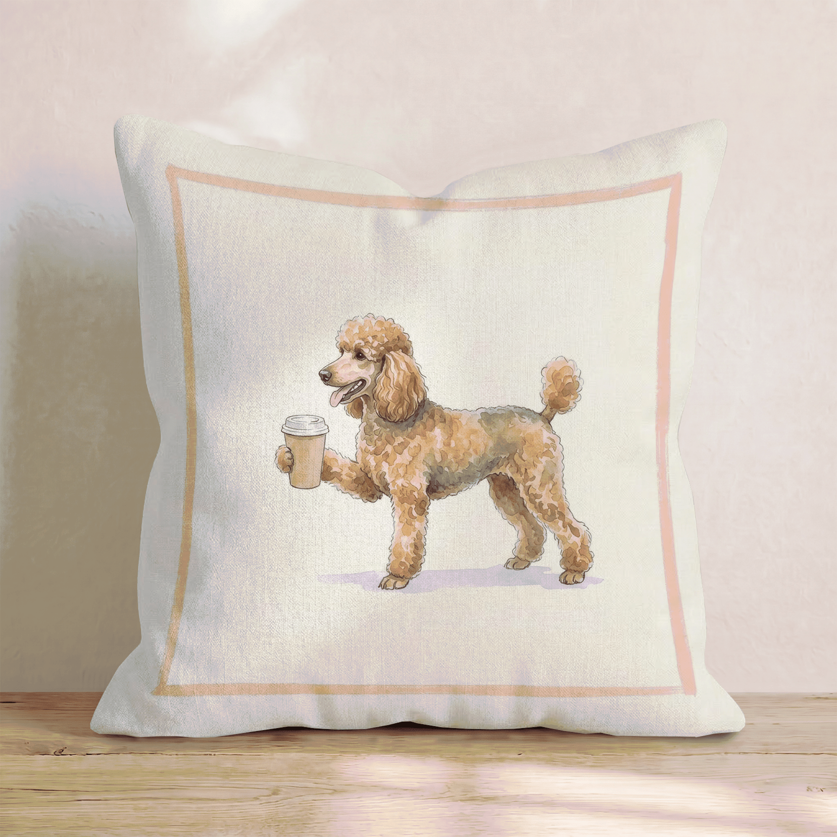 Poodle Coffee Throw Pillow - Hillcroft Home