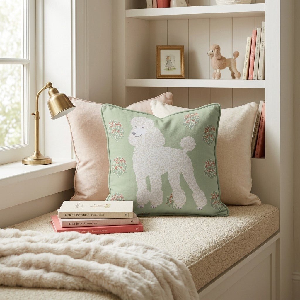 Poodle Garden Throw Pillow - Hillcroft Home
