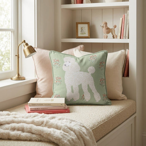 Poodle Garden Throw Pillow - Hillcroft Home