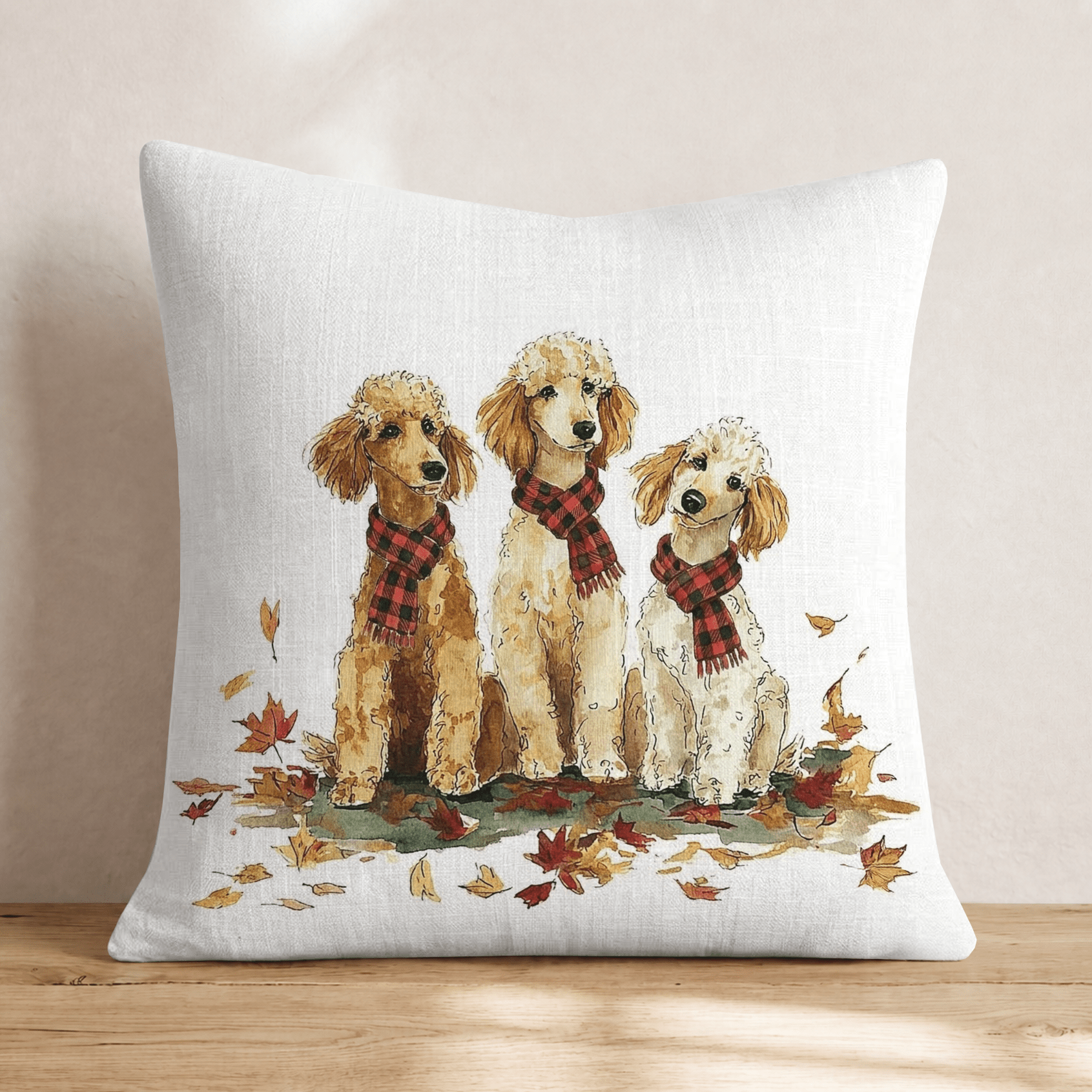 Poodle Leaf Pile Throw Pillow - Hillcroft Home