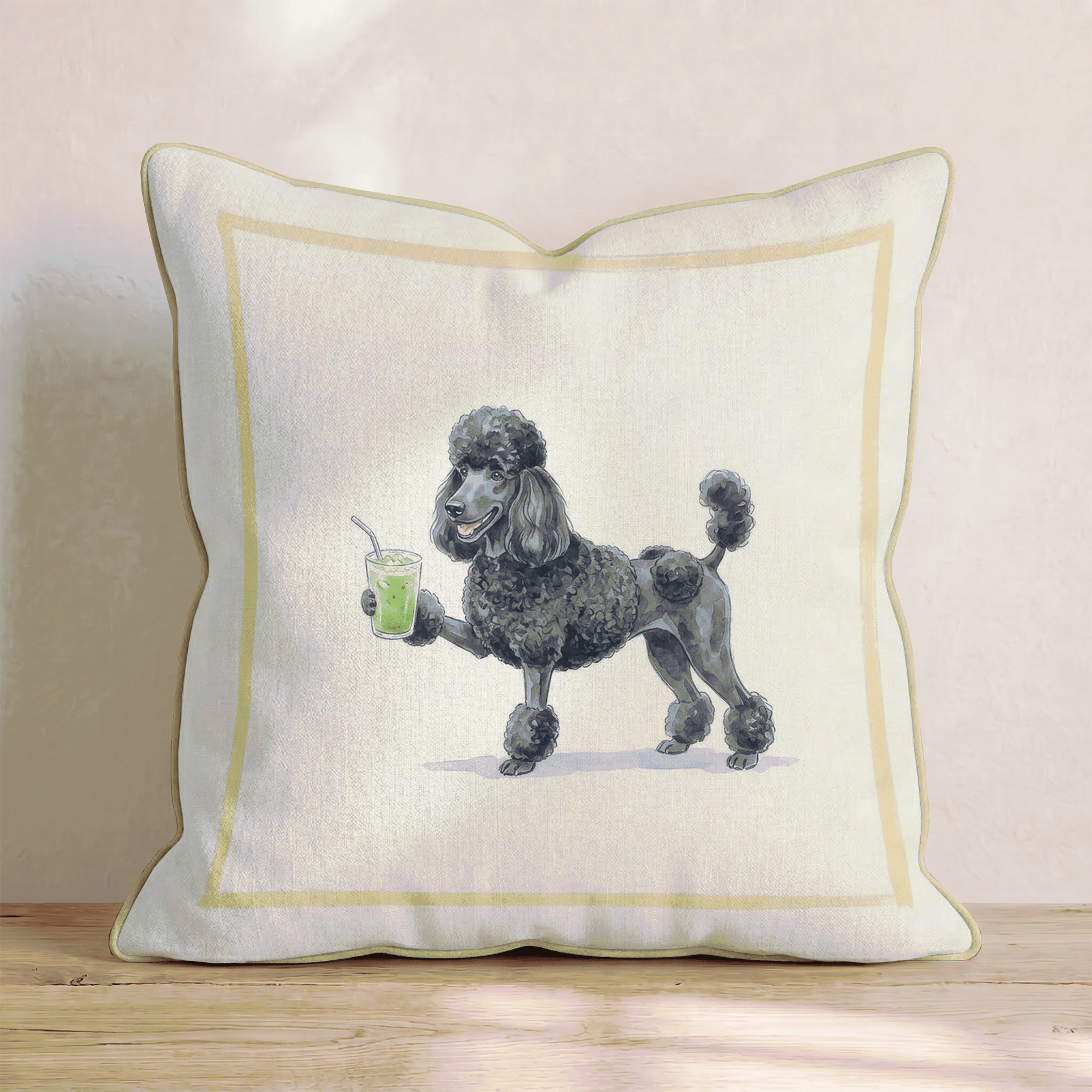 Poodle Matcha Throw Pillow - Hillcroft Home