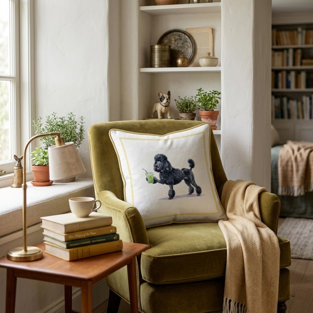 Poodle Matcha Throw Pillow - Hillcroft Home