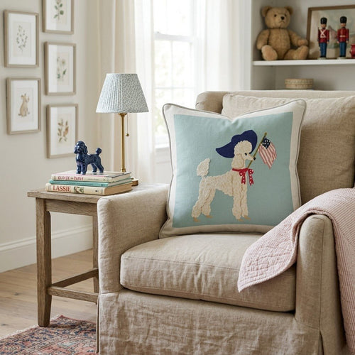 Poodle Patriot Throw Pillow - Hillcroft Home