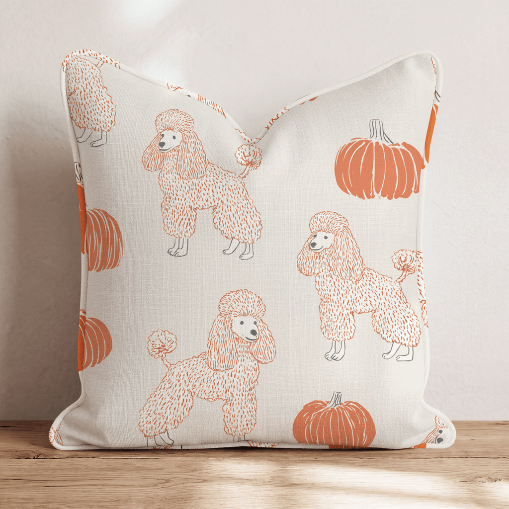 Poodle Pumpkin Patch Throw Pillow - Hillcroft Home