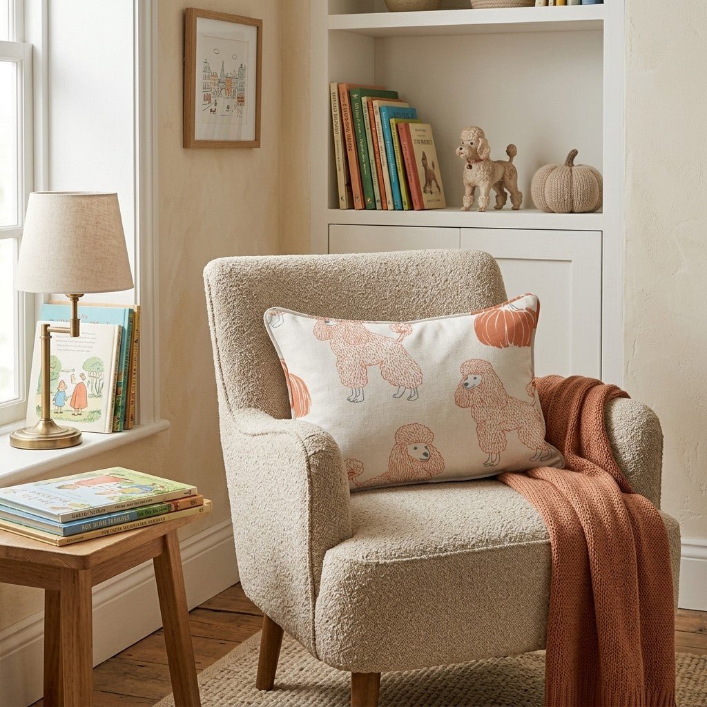 Poodle Pumpkin Patch Throw Pillow - Hillcroft Home