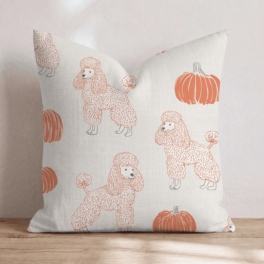 Poodle Pumpkin Patch Throw Pillow - Hillcroft Home