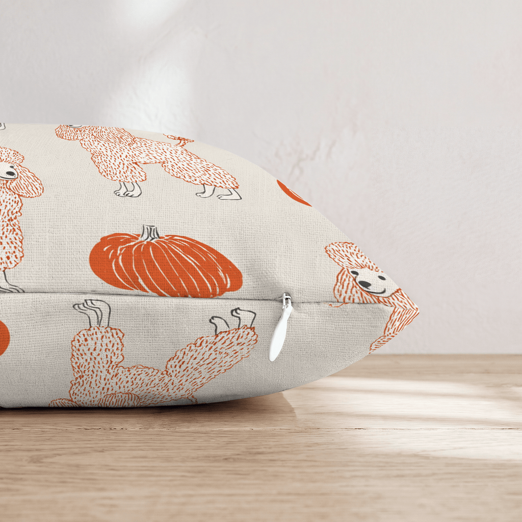 Poodle Pumpkin Patch Throw Pillow - Hillcroft Home