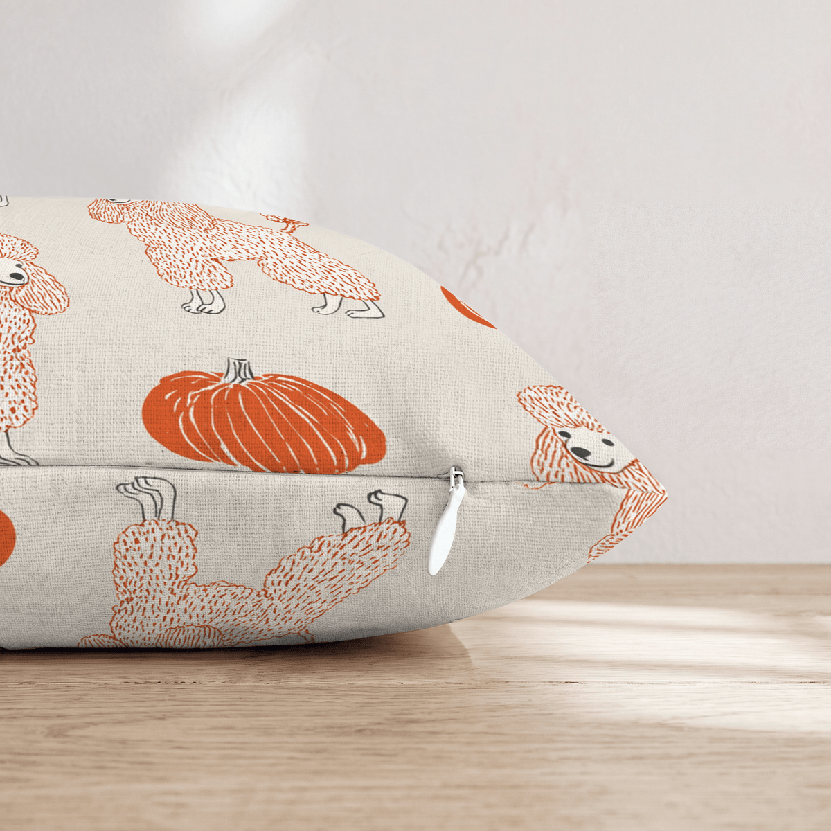 Poodle Pumpkin Patch Throw Pillow - Hillcroft Home