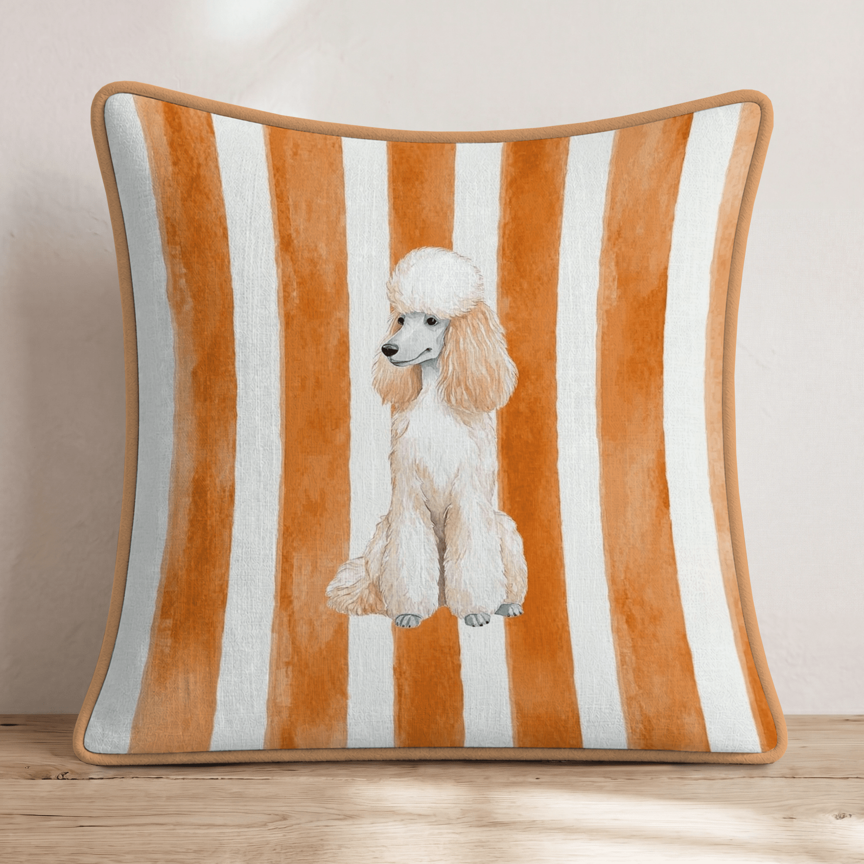 Poodle Pumpkin Striped Throw Pillow - Hillcroft Home