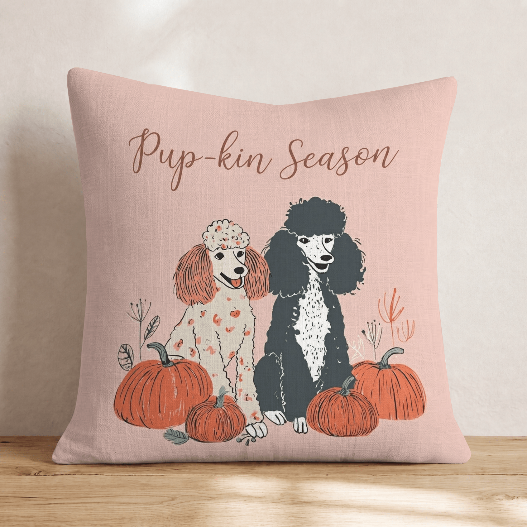 Poodle Pupkin Season Throw Pillow - Hillcroft Home