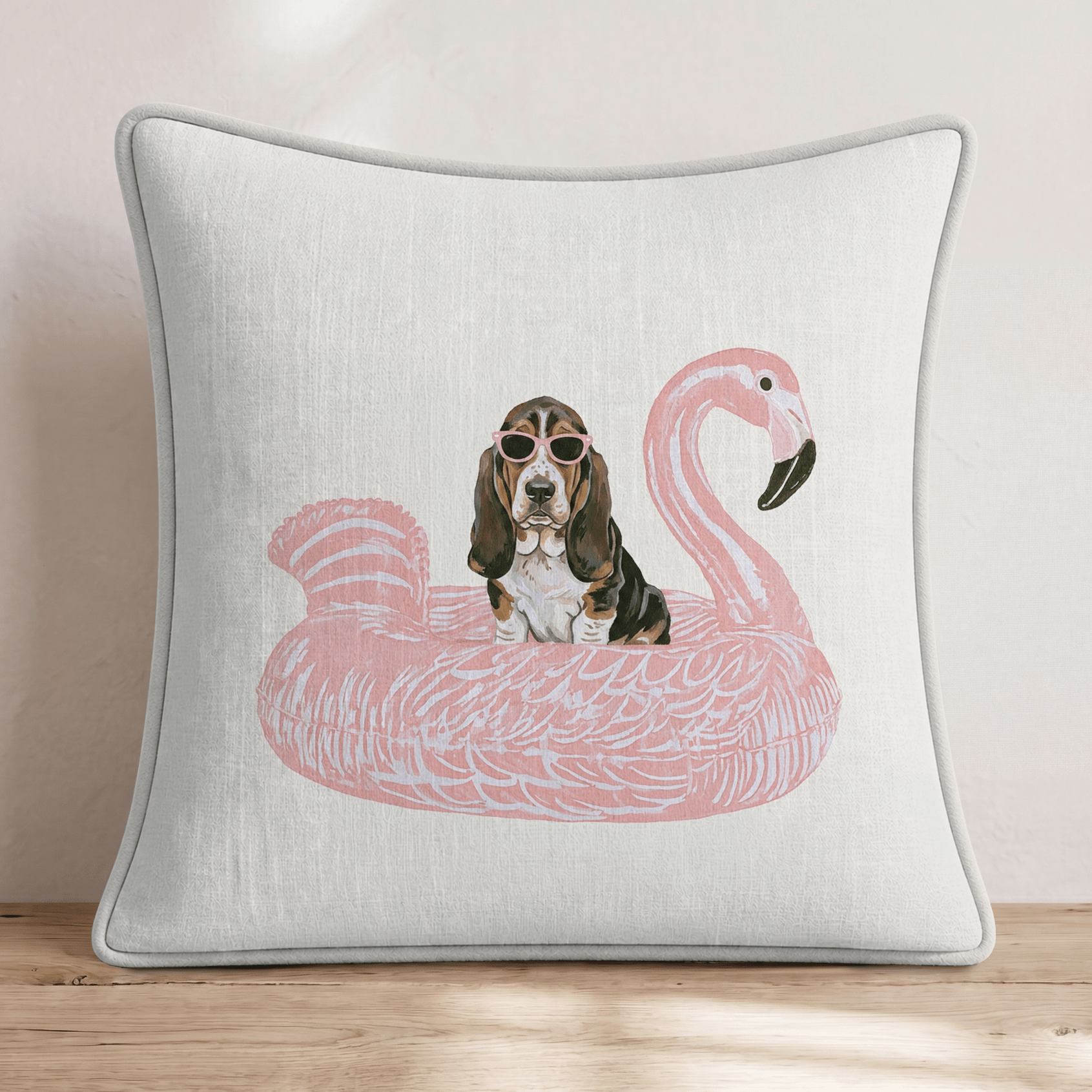 Pool Day Basset Hound Throw Pillow - Hillcroft Home