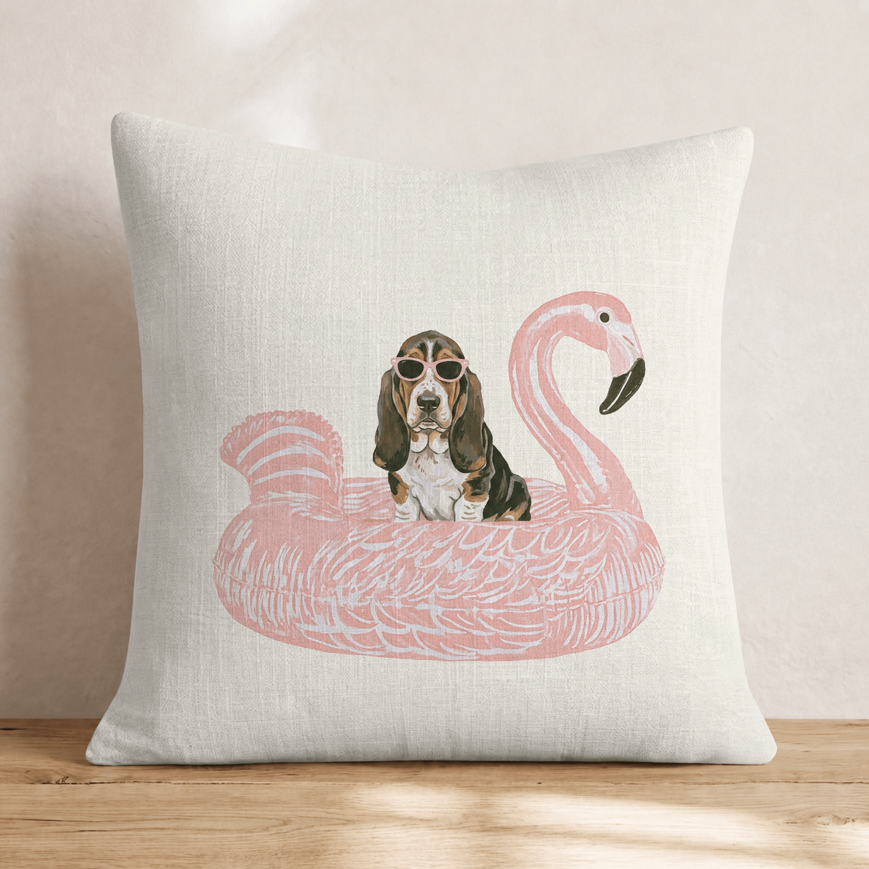 Pool Day Basset Hound Throw Pillow - Hillcroft Home