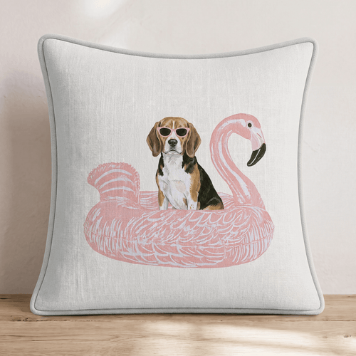 Pool Day Beagle Throw Pillow - Hillcroft Home