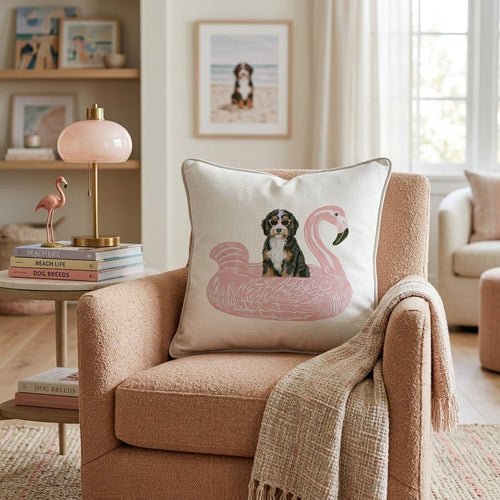 Pool Day Bernedoodle Throw Pillow - Hillcroft Home