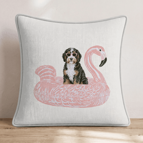 Pool Day Bernedoodle Throw Pillow - Hillcroft Home